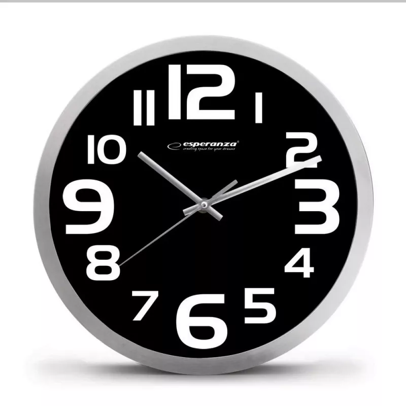 Wall clock Esperanza EHC013K Zurich Czarny Quartz Oval 25 cm, aluminiowa rama, grubość 4 cm