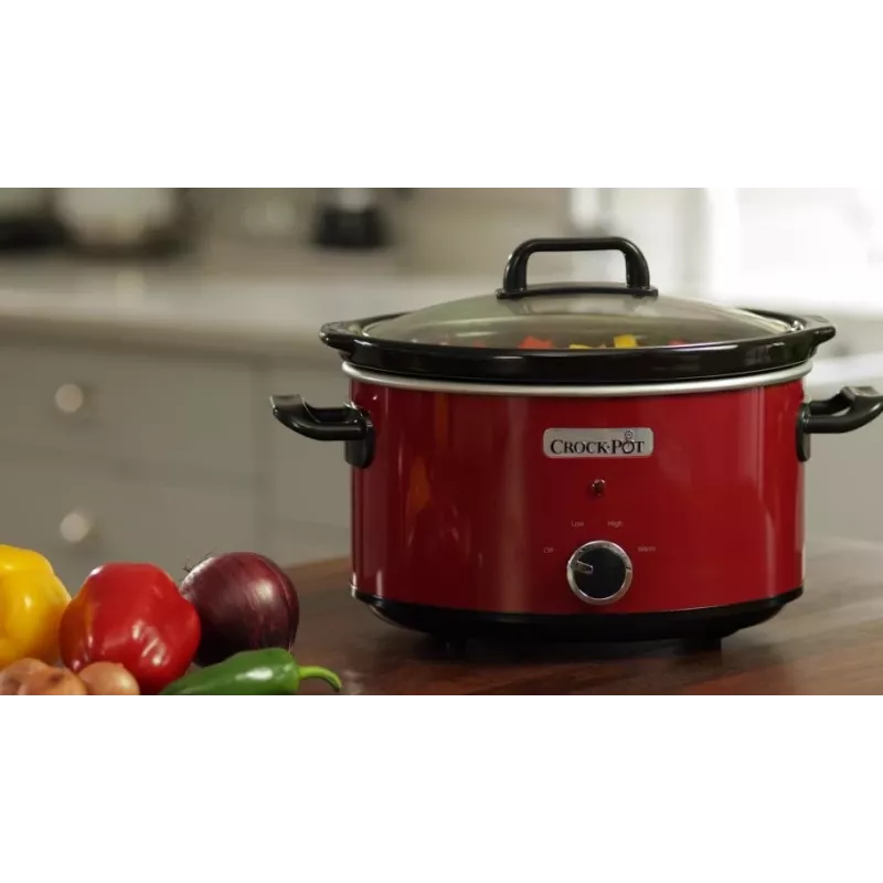 Slow Cooker Crock-Pot SCV400RD 3.5 L ceramiczna wyjmowana misa, szklana pokrywka, 2 poziomy temperatury