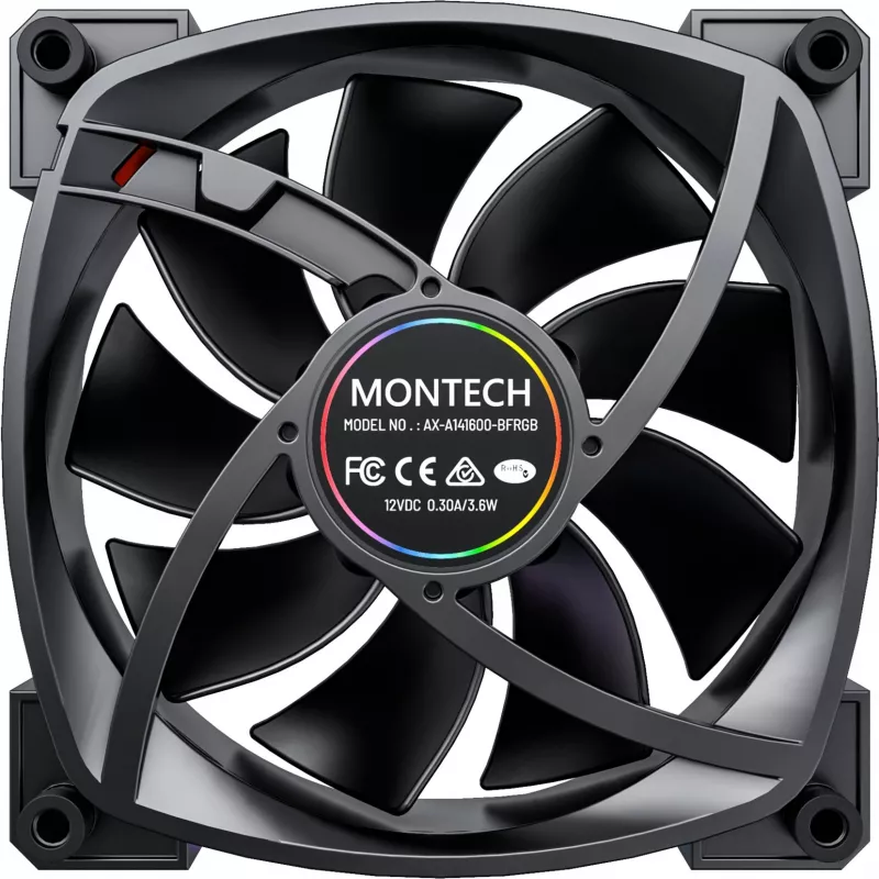 MONTECH RX140 PWM 140mm ARGB Reverse Blade wentylator obudowy - czarny