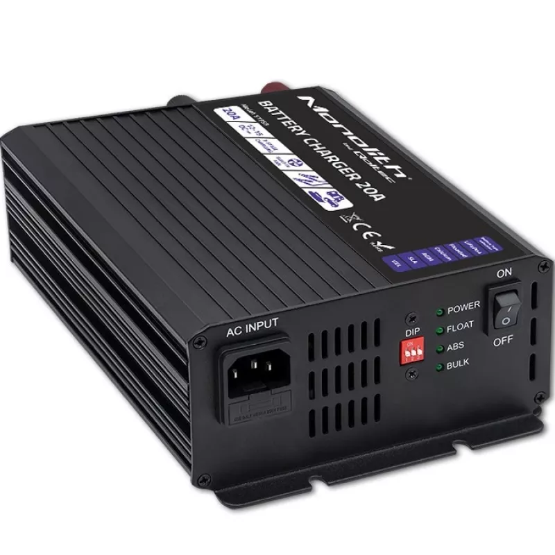 Ładowarka QOLTEC Monolith 20A 12V do akumulatorów LiFePO4, AGM, GEL, SLA
