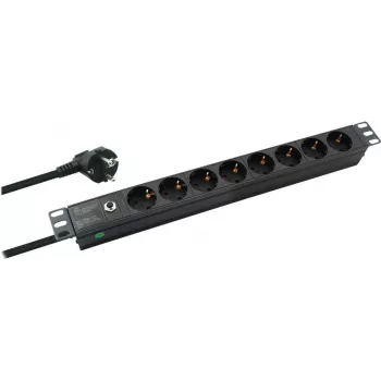 Listwa zasilająca helos PROFESSIONAL do montażu w szafie rack 19 cali, 8 gniazd, kabel 2,0 m