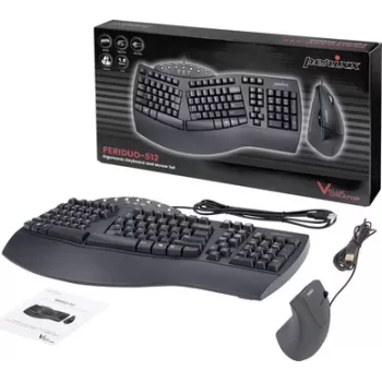 Perixx PERIDUO-512 DE B Przewodowa klawiatura i mysz, zestaw ergonomiczny QWERTZ Czarny (12321)