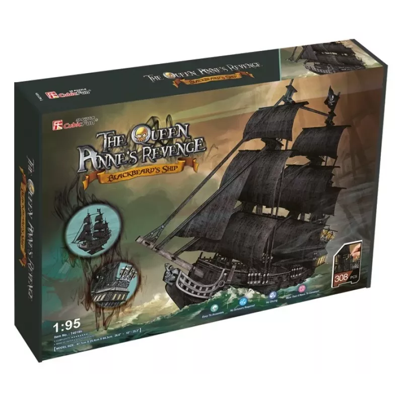 PUZZLE 3D Duży zestaw statków pirackich Queen Revenge