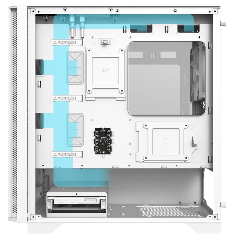Montech AIR 100 ARGB Obudowa MICRO-ATX z Czterema Wentylatorami ARGB Pre-Instalowanymi, Ultra-Minimalistyczny Design, Drobna Siatka na Panelu Przednim, Wysoki Przepływ Powietrza, Unikalny Bok