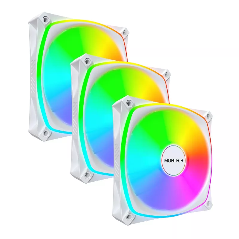 MONTECH RX120 PRO Biały 120mm ARGB Odwrócone Łopatki 3-szt.