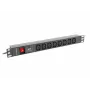 Lanberg PDU-08I-0200-C20-BK jednostka dystrybucji zasilania (PDU) 1U czarna 8 wyjść AC (PDU-08I-0200-C20-BK)
