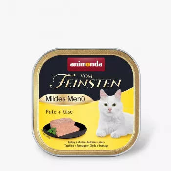 Mokra karma dla kotów Animonda Vom Feinsten Mildes Menü z indykiem i serem 100 g, bezzbożowa, koty dorosłe, tacka
