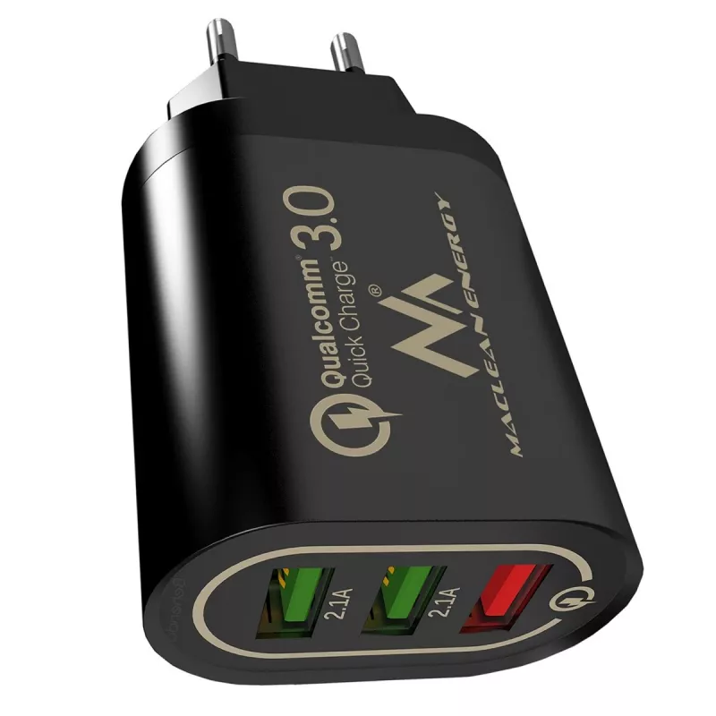 Ładowarka sieciowa USB MACLEAN MCE479B — 3 porty USB, łączna moc 18 W, kompaktowa