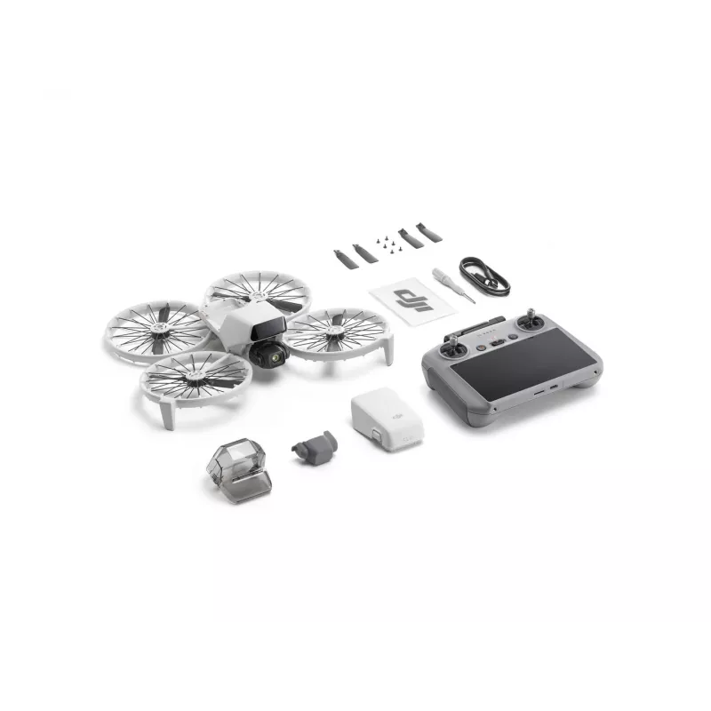 Dron DJI Flip 4 z kamerą 48 MP, 4K (3840x2160), akumulatorem 3110 mAh, 16 m/s, zasięgiem 14 000 m, 4 wirnikami, 0,249 kg, czarno-biały