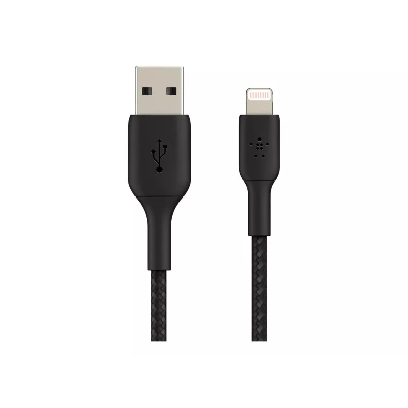Kabel pleciony USB-Lightning 15 cm czarny