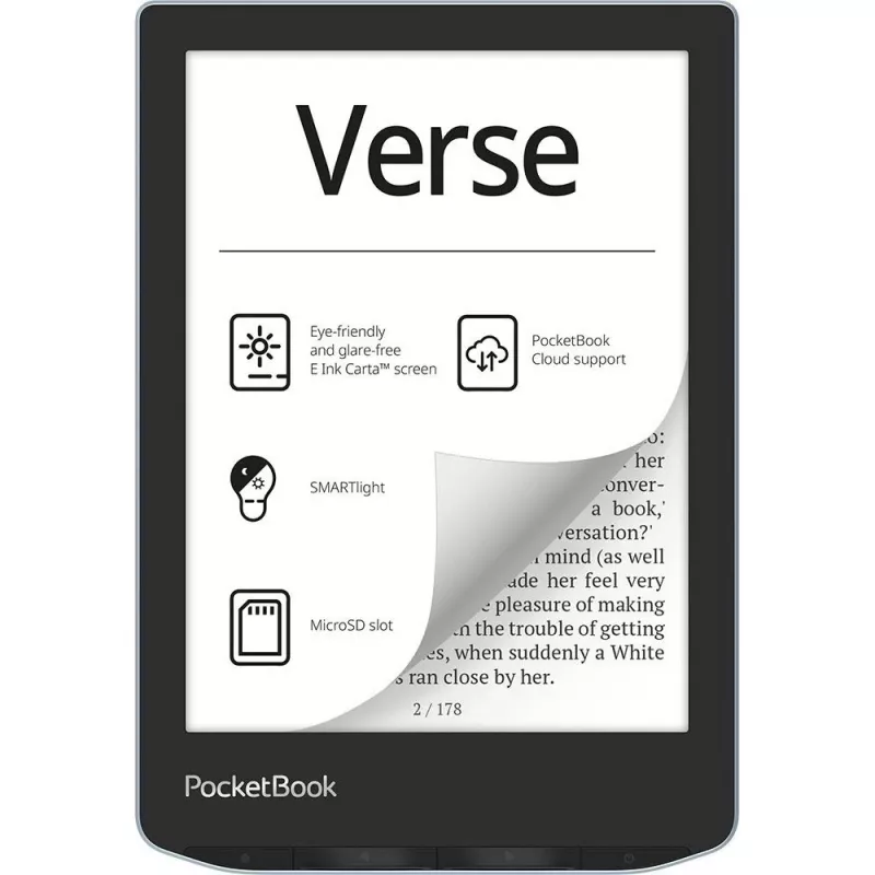 PocketBook Verse - 15,2 cm (6 inch) - E Ink Carta - 758 x 1024 pikseli - ACSM - AZW - AZW3 - CBR - CBZ - CHM - DOC - DOCX - DjVu - EPUB - EPUB DRM - FB2 - FB2.ZIP - HTM - HTML - MOBI,...