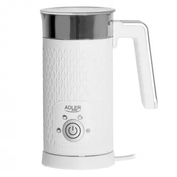 Automatyczny spieniacz do mleka Adler AD 4494 Metaliczna Biel — 130 ml pianki, 300 ml podgrzewania, 500 W