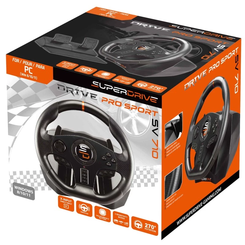 Subsonic SA5595-PC Kontroler do gier Czarny Kierownica USB z pedałami
