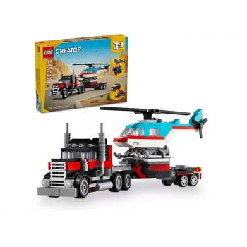 Zestaw LEGO Creator 2-w-1 Ciężarówka z platformą i śmigłowiec 31146, konwertowalna konstrukcja dla dzieci