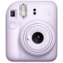 Aparat natychmiastowy Fujifilm Instax Mini 12 fioletowy — zdjęcie 86×54 mm, film 62×46 mm, ogniskowa 60 mm