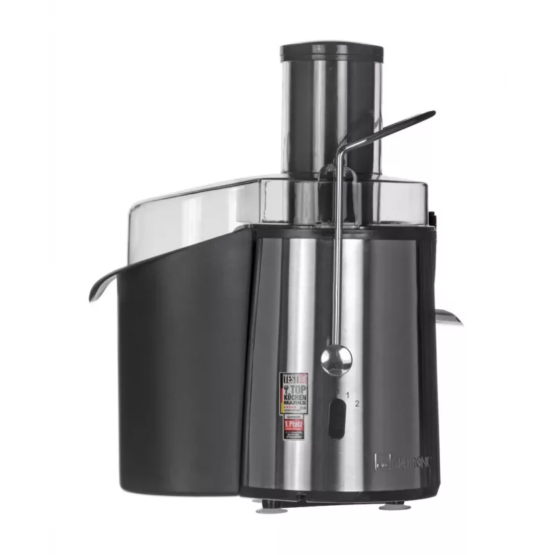 Sokowirówka CLATRONIC AE 3532 1000 W, obudowa ze stali nierdzewnej, pojemnik na miąższ 2 L, 2 prędkości, funkcja antykroplowa