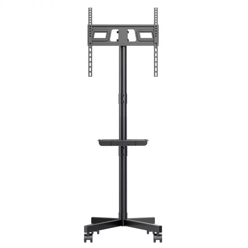 Wózek pod TV MACLEAN MC-949 dla telewizorów 32–55 cali, VESA 75×75–400×400 mm, maks. obciążenie 25 kg, wysokość 147–155 cm, półka do przechowywania, czarny