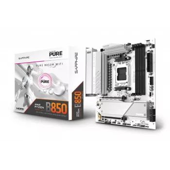 Płyta główna Sapphire PURE B850M WIFI Micro ATX — AMD B850, Socket AM5, DDR5 do 8000 MHz, 4 DIMM, Wi‑Fi 6, LAN 2,5 Gb, 2× M.2, PCIe 5.0 x16