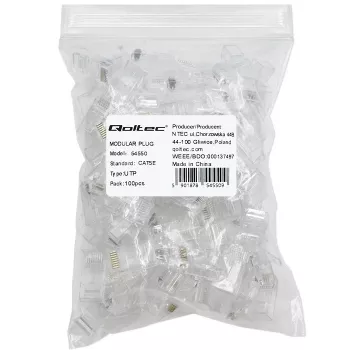 Modularne złącze RJ45 QOLTEC 54550 CAT5e UTP, 100 szt.