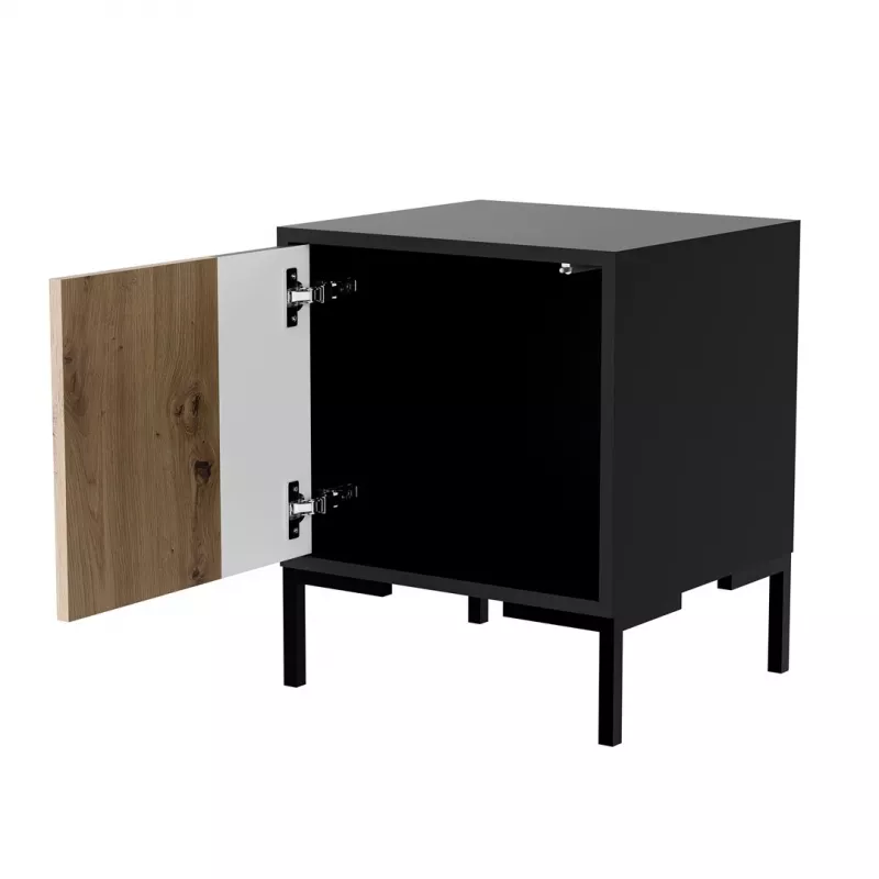 Szafka nocna Cama Meble MERCI 44x40x52,5 cm, czarna i dębowa, MDF/płyta wiórowa, 2 szt.
