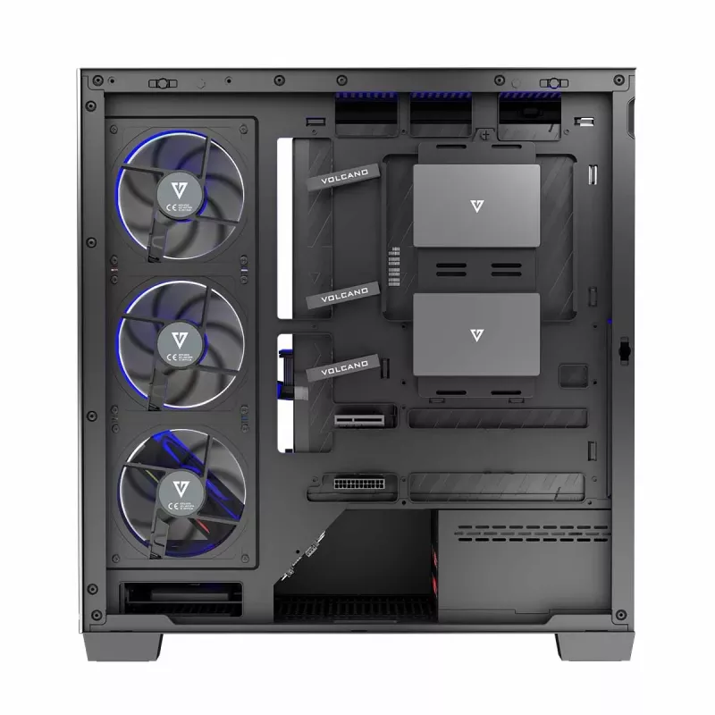 Obudowa PC MODECOM Volcano Stellar 5F ATX Midi Tower, szkło hartowane, 5 fabrycznie zamontowanych wentylatorów, USB‑C, obsługuje microATX/ATX, maks. GPU 420 mm, wysokość chłodzenia CPU 175 mm
