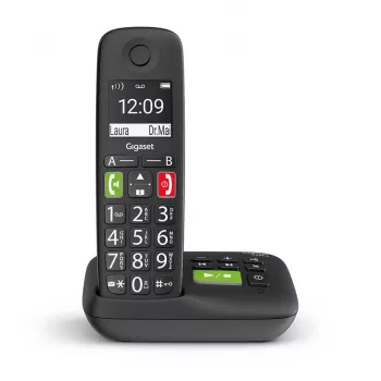 Gigaset E290A Telefon analogowy/DECT z identyfikacją numeru Czarny