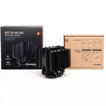 Chłodzenie procesora Noctua NH-D9L CHROMAX.Czarny — wentylator 92 mm, 400–2000 RPM, 22,6 dB, wymiary 95×95×110 mm, waga 531 g