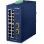 PLANET IP30 Przemysłowy zarządzalny przełącznik L2/L4 16-portowy Gigabit Ethernet (10/100/1000) Niebieski (IGS-4215-16T2S-U)