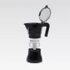 Moka pot Maestro MR-1658-3 — aluminiowy kafetier na kuchenkę, 3 filiżanki (0,15 L), czarny, uchylna pokrywa