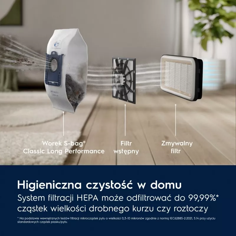 Odkurzacz workowy Electrolux EB31C1DB 750W, worek na kurz 3 l, filtr HEPA, teleskopowa rura stalowa
