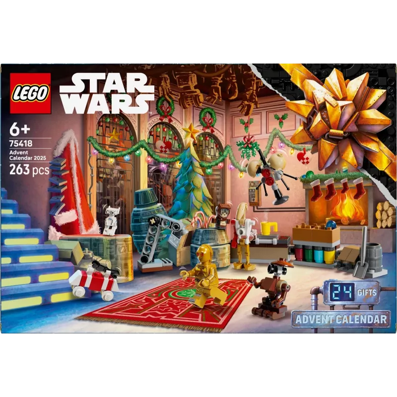 Klocki konstrukcyjne LEGO Star Wars Kalendarz adwentowy 2025 — zestaw 75418, sezonowe minifigurki i modele do zbudowania