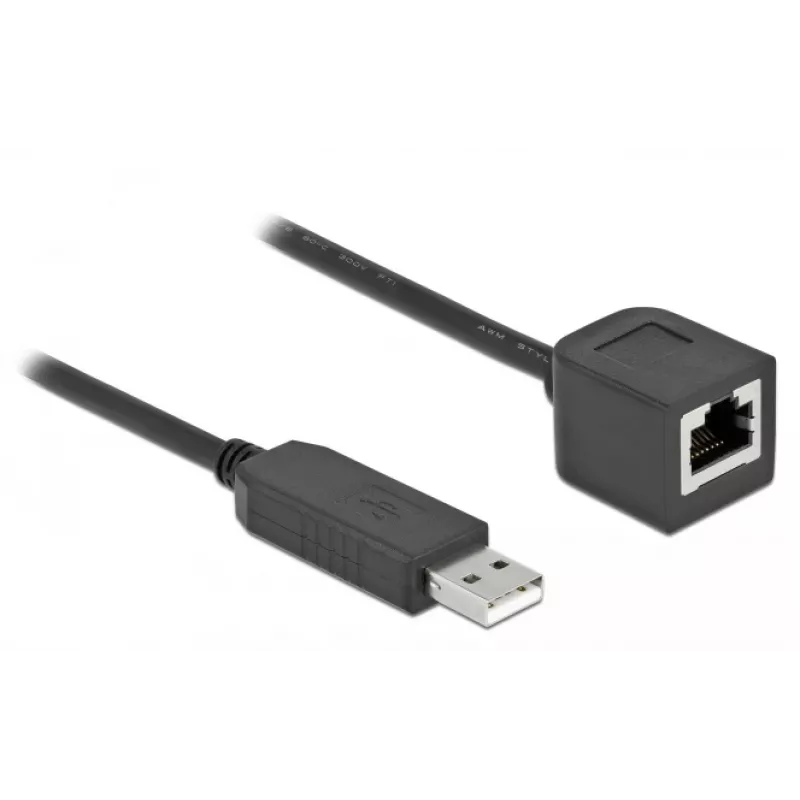 Kabel połączeniowy szeregowy DeLOCK 64163 USB 2.0 Typ-A na RS-232 RJ45 50 cm czarny