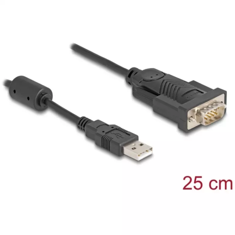 Adapter DeLOCK USB 2.0 Typ-A na szeregowy RS-232 D-Sub 9 pin męski 0,25 m
