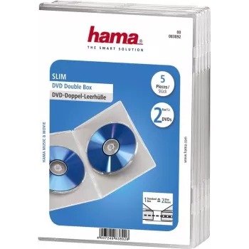 Hama Double DVD Jewel Case, cienki 5, przezroczysty, 2 dyski