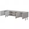 Szafka RTV Cama LUCCA 4D 200x40x59 cm, wykończenie cashmere, blat z szarej płyty wiórowej
