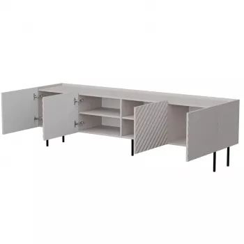 Szafka RTV Cama LUCCA 4D 200x40x59 cm, wykończenie cashmere, blat z szarej płyty wiórowej