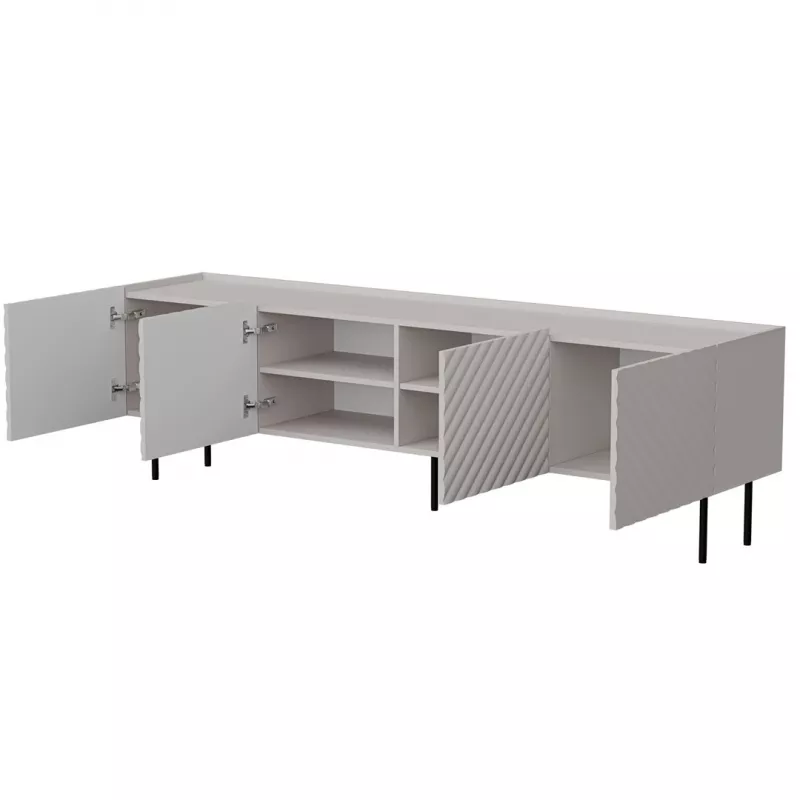 Szafka RTV Cama LUCCA 4D 200x40x59 cm, wykończenie cashmere, blat z szarej płyty wiórowej
