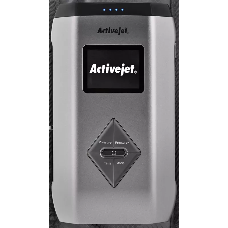 Masażer limfatyczny uciskowy do nóg ActiveJet ACM-PLUS-A1 L — bateria 25 W, wbudowany akumulator, 380×1020×60 mm, czarny