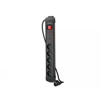 Listwa zasilająca LANBERG SP1 1,5m — 5x gniazd PL, Czarna