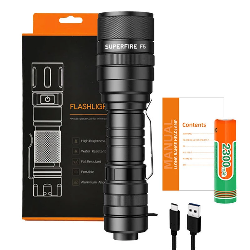 Latarka Superfire F5, 1100 lm, USB