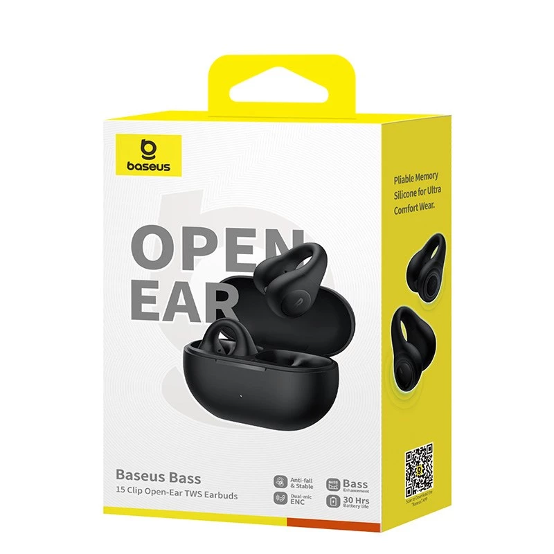 Baseus Bass 15 Clip Open Ear Headset True Wireless Stereo (TWS) In-ear Calls/Music Bluetooth Czarny