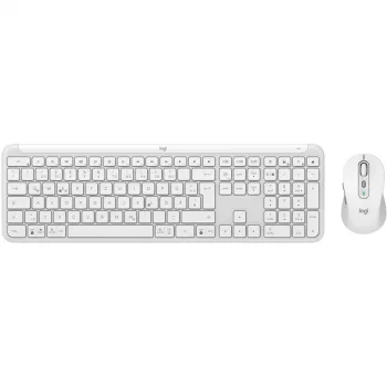 Logitech MK950 Signature Slim Klawiatura i Mysz Bezprzewodowa RF + Bluetooth QWERTZ Grafit Biały