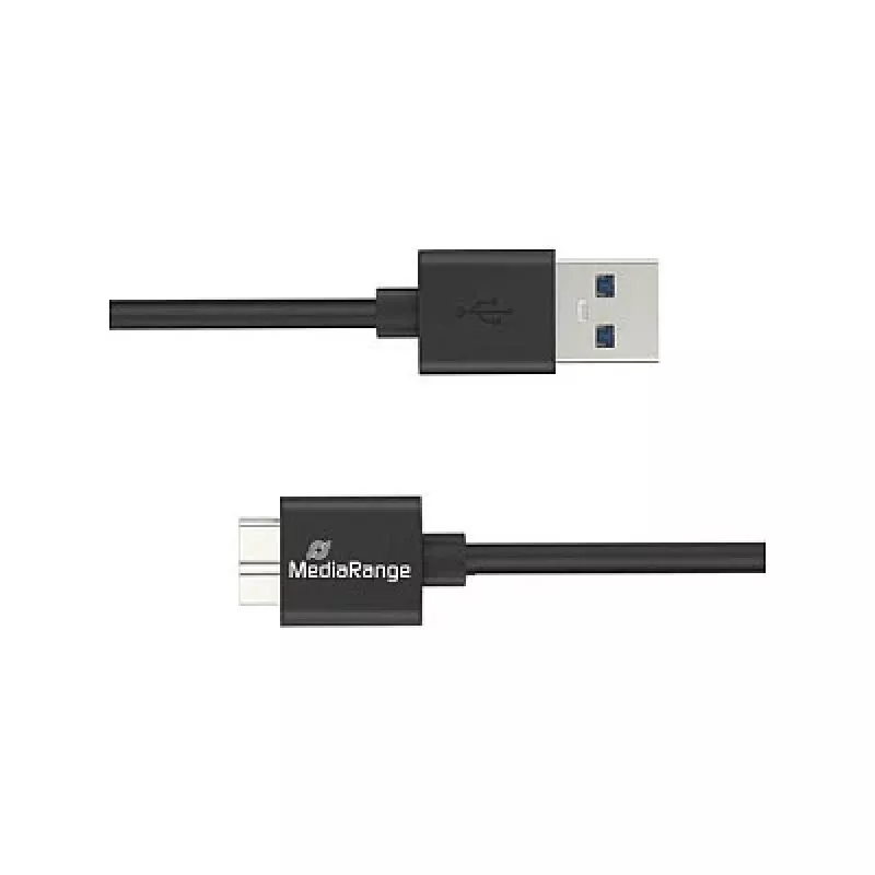 Kabel do ładowania i synchronizacji USB-A na Micro-B USB 3.0 MediaRange MRCS239 — 50 cm, 5 Gb/s, 5 W, czarny