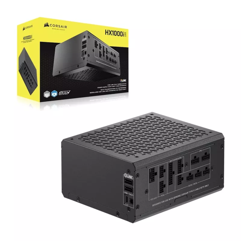 Zasilacz CORSAIR HX1000i 1000 W, 24-pin ATX, 80 PLUS Platinum, wentylator 140 mm, ATX czarny