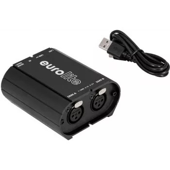 Interfejs DMX EUROLITE USB/LAN-DMX 2x512ch (model 51860117) — połączenie USB i Ethernet do sterowania oświetleniem