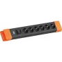 Listwa zasilająca Bachmann CONNECTUS z 6 gniazdami CEE7/3, 1 przełącznikiem, kablem 2,0 m, wtyczką CEE7/7, czarno-pomarańczowa