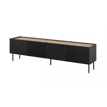 4D szafka RTV ONDA 200x40x35-54 czarny (stojąca lub montowana na ścianie)