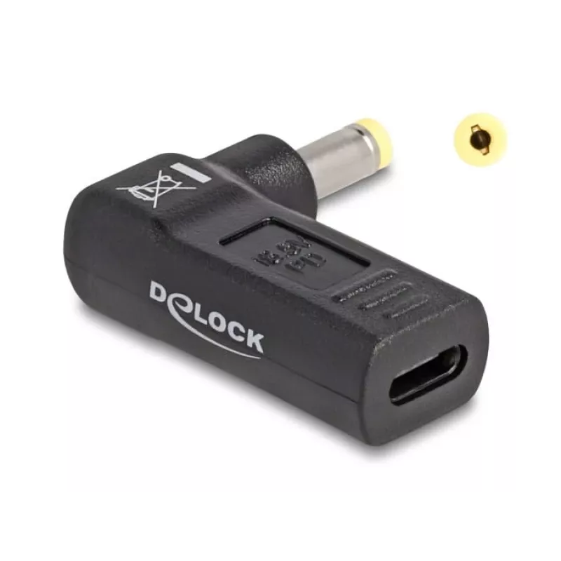 DeLOCK Adapter USB Type-C™ złącze żeńskie na HP 4.8 x 1.7 mm złącze męskie 90° kątowe