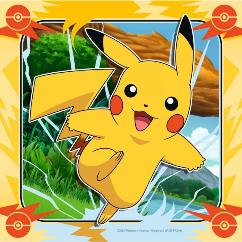 Puzzle Ravensburger Pikachu, Charizard i Eevee — 147 elementów, dla dzieci od 5 lat, 210×? mm