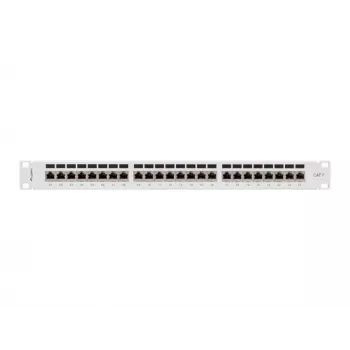 Patch panel 1U LANBERG PPS7-1024-S — 24-portowy, Cat7, F/UTP, metalowy, 1U (445×102×44,5 mm)